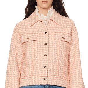 SANDRO - Alois Two-tone Houndstooth Jacket In Ecru Pink